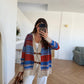 Blue X Orange Vintage Cardigan With Leather Belt