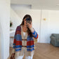 Blue X Orange Vintage Cardigan With Leather Belt