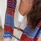 Blue X Orange Vintage Cardigan With Leather Belt