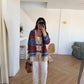 Blue X Orange Vintage Cardigan With Leather Belt