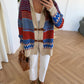 Blue X Orange Vintage Cardigan With Leather Belt