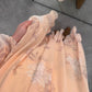 Beige Vintage Ruffles Chiffon Dress