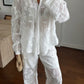 White Floral Petals Straight Leg Pants