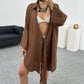 Brown Linen Tie Kimono