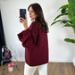 Burgundy Round Neck Stitch Pullover