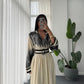 Black Leaves Shirt Dress With Belt