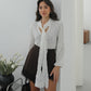 Off White Lace Blouse With Front Ties