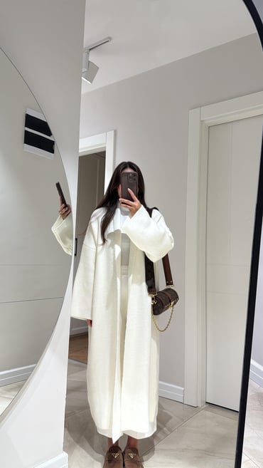 White Heavy Longline Coat Cardigan