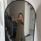 Olive Cotton Straps Dress With Dantel Details & Pockets
