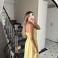 Yellow Cotton Straps Dress With Dantel Details & Pockets