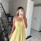 Yellow Cotton Straps Dress With Dantel Details & Pockets