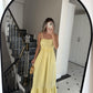 Yellow Cotton Straps Dress With Dantel Details & Pockets
