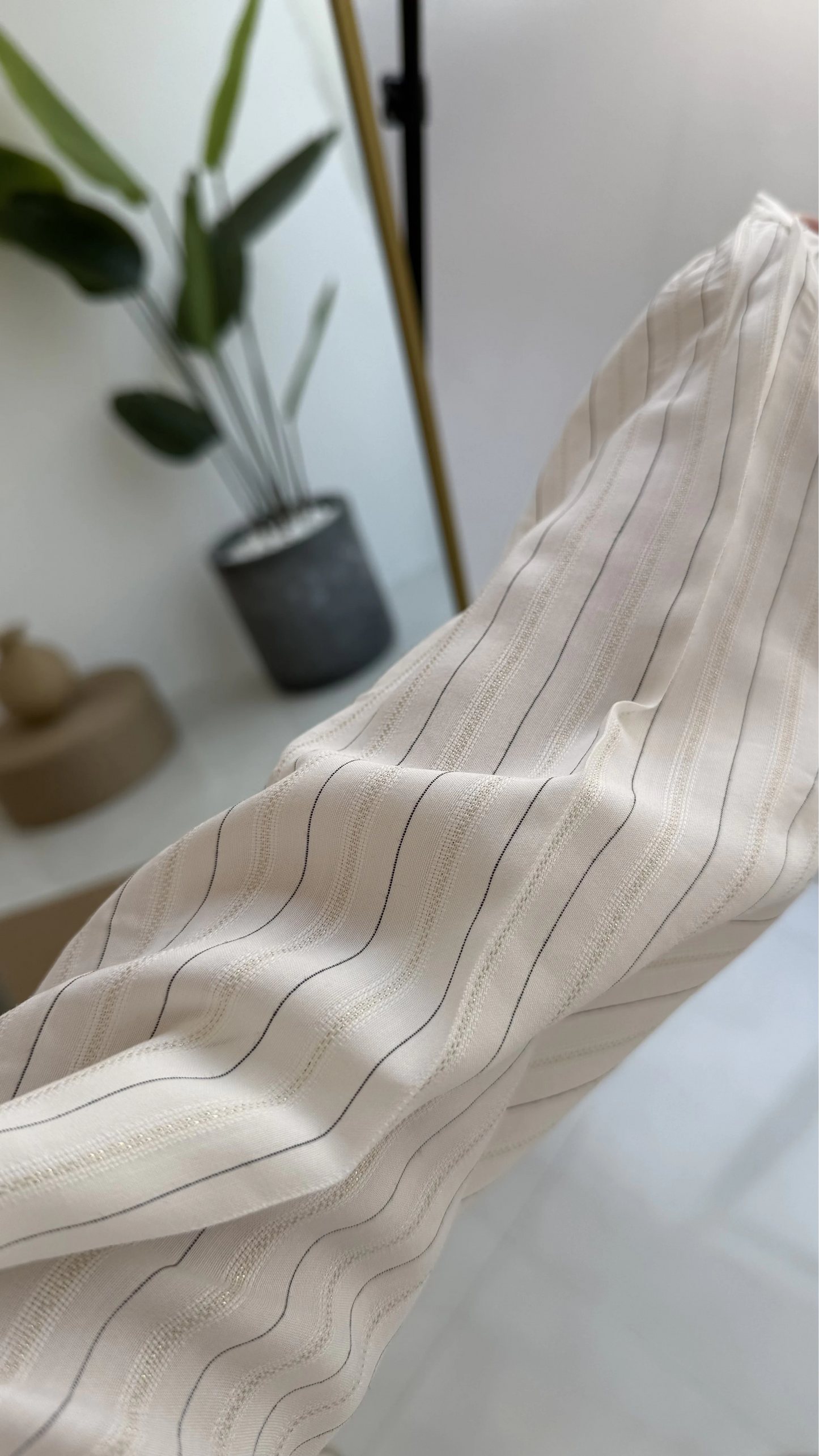 White Black Striped Cotton Blouse