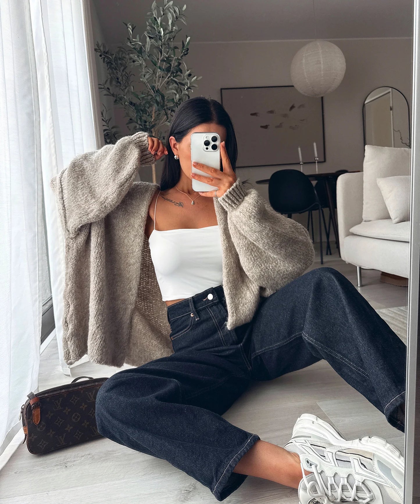 Italian Latte Triko Open Cardigan