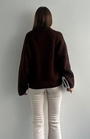 Brown Zip Up Wool Jacket