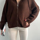 Brown Zip Up Wool Jacket