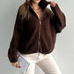 Brown Zip Up Wool Jacket