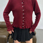 Burgundy Ruffled Cardigan