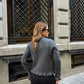 Grey Ruffled Cardigan