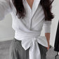 White Tie Wrapped Shirt