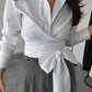 White Tie Wrapped Shirt