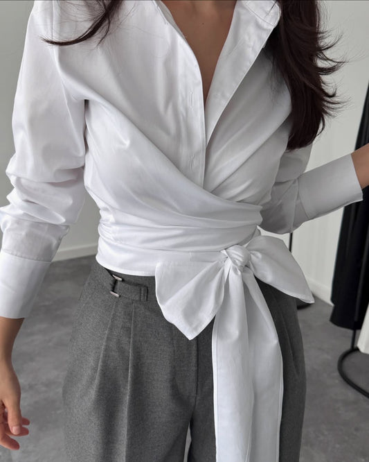White Tie Wrapped Shirt