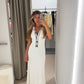 Off White Triko Ribbed Dress With Black Stripes