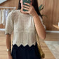Off White X Navy Zigzag Crochet Top