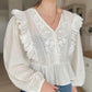 Dantel Detailed White Blouse