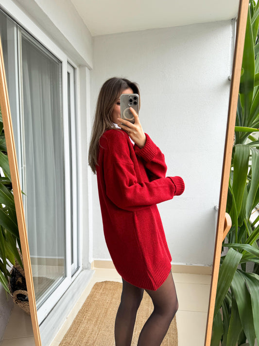 Red V Neck Pullover