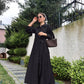 Black Embroidered Floral Dress With Side Belt