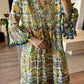 The Positano Embroidered Blue Lemon Dress With Tassels