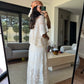 Boho Beige Indian Crochet Skirt Set