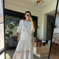 White Floral Crochet Long Blouse