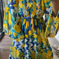 Antica Sartoria Blue Lemon Dress With Handmade Embroidery Beads