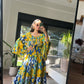 Antica Sartoria Blue Lemon Dress With Handmade Embroidery Beads