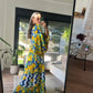 Antica Sartoria Blue Lemon Dress With Handmade Embroidery Beads