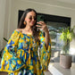 Antica Sartoria Blue Lemon Dress With Handmade Embroidery Beads