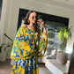 Antica Sartoria Blue Lemon Dress With Handmade Embroidery Beads