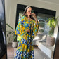 Antica Sartoria Blue Lemon Dress With Handmade Embroidery Beads