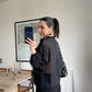 Black Ruffles V Neck Blouse