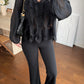 Black Ruffles V Neck Blouse