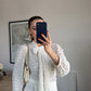 Off White Lace Blouse With Front Ties