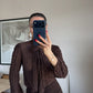 Brown Lace Blouse With Front Ties