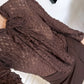 Brown Lace Blouse With Front Ties