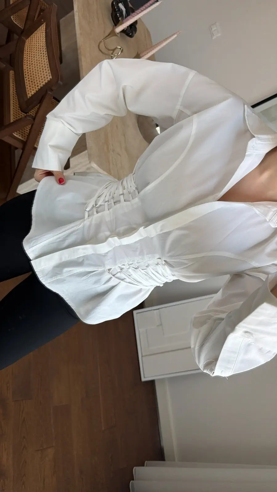 White Corset Shirt With Ties