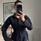 Black Corset Shirt With Ties