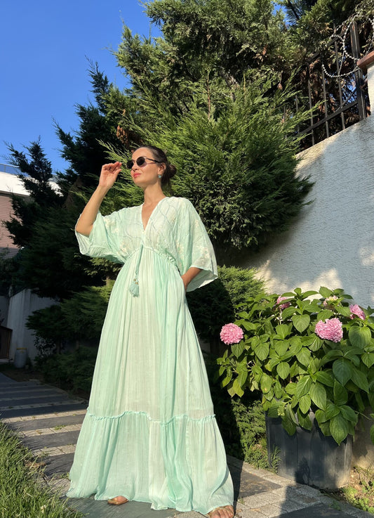 Mint Green Degrade Gianna Tasseled Dress