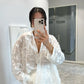 White Embroidered Petals Shirt