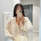 Beige Embroidered Petals Shirt